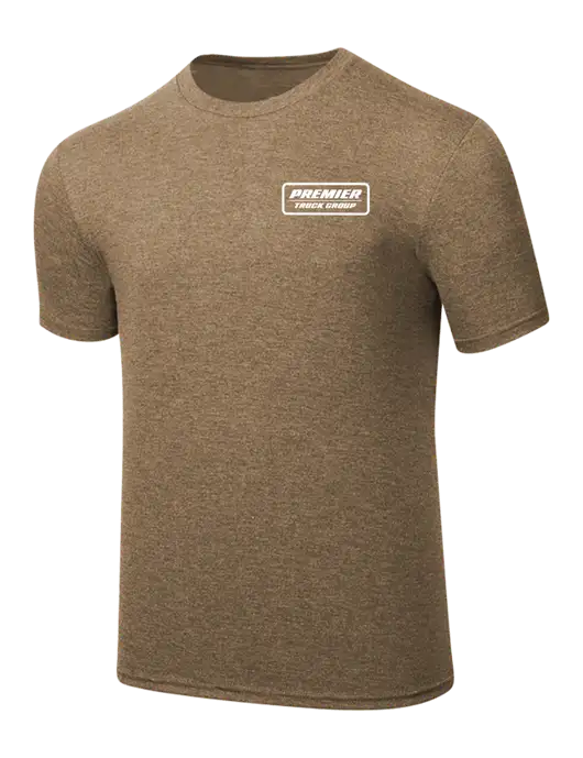 Simply Soft Light Brown Heathered 4.5oz  Poly/Combed Ring Spun Cotton T-Shirt w/Premier Truck Group Logo