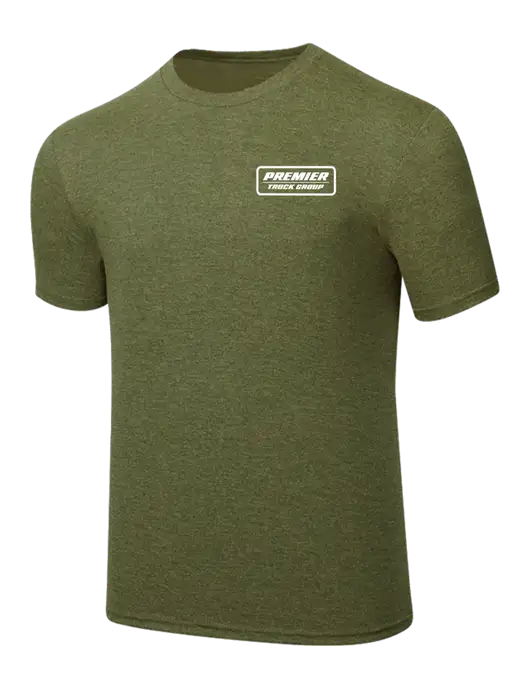 Simply Soft Military Green Frost 4.5oz Poly/Combed Ring Spun Cotton T-Shirt w/Premier Truck Group Logo