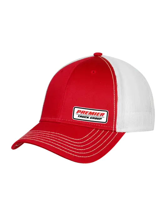 Red/White Mesh Trucker Cap Snap Back w/Premier Truck Group Logo
