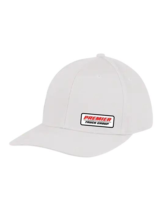 Premium Modern Structured Twill White Snapback Cap w/Premier Truck Group Logo