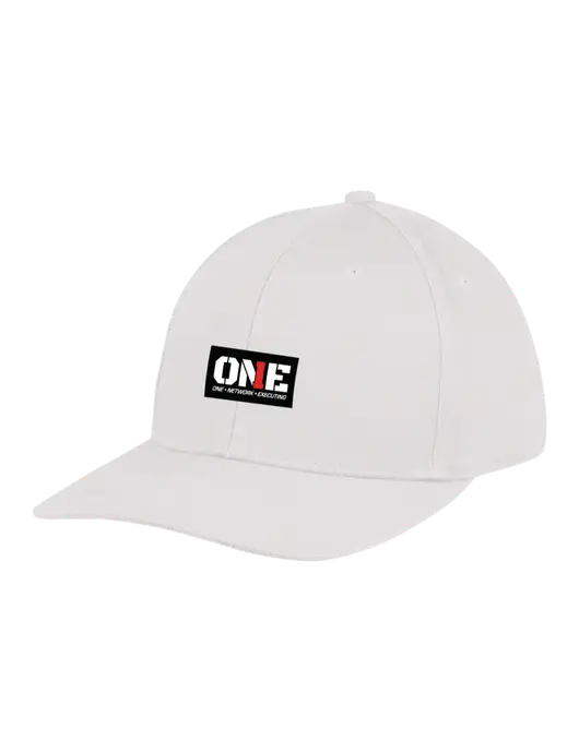 Premium Modern Structured Twill White Snapback Cap w/ONE Logo