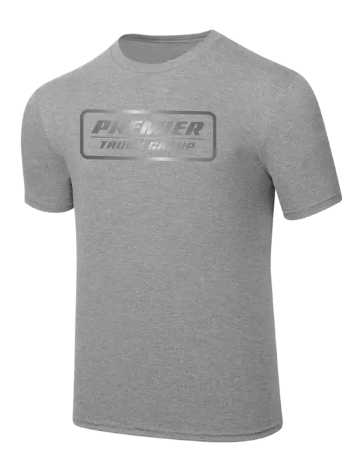 Simply Soft Heathered Light Grey 4.5oz  Poly/Combed Ring Spun Cotton T-Shirt w/Premier Truck Group Logo