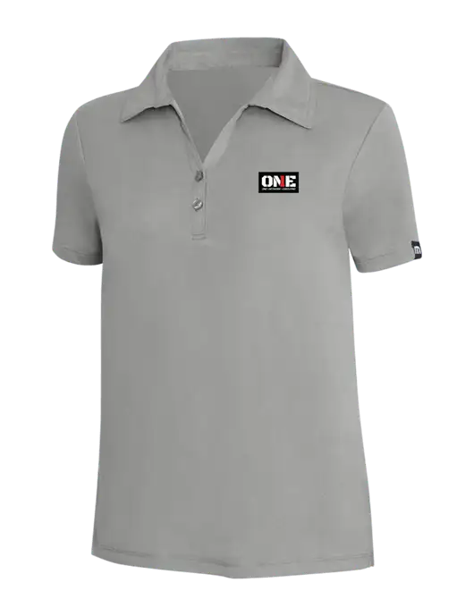 TravisMathew Light Grey Heather Womens Coto Performance Polo w/ONE Logo