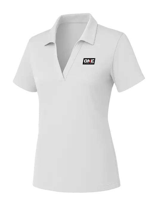 Womens White PosiCharge RacerMesh Polo w/ONE Logo
