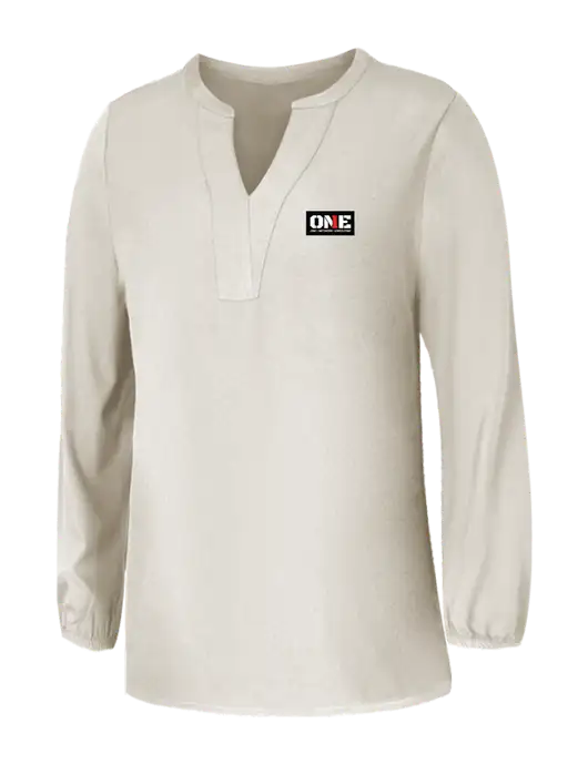 Mercer+Mettle Womens Ivory Stretch Crepe 3/4 Sleeve Blouse w/ONE Logo
