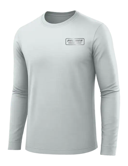 Long Sleeve Light Grey PosiCharge Competitor Tee w/Premier Truck Group Logo