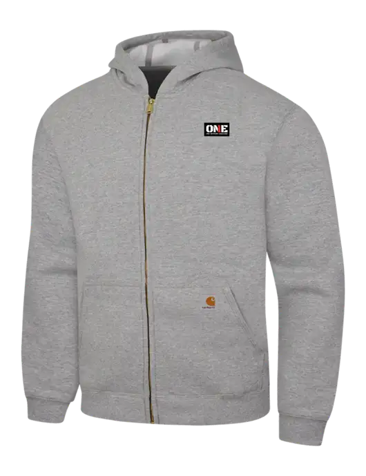Carhartt Light Grey Heather Midweight Hooded Zip-Front Sweatshirt w/ONE Logo