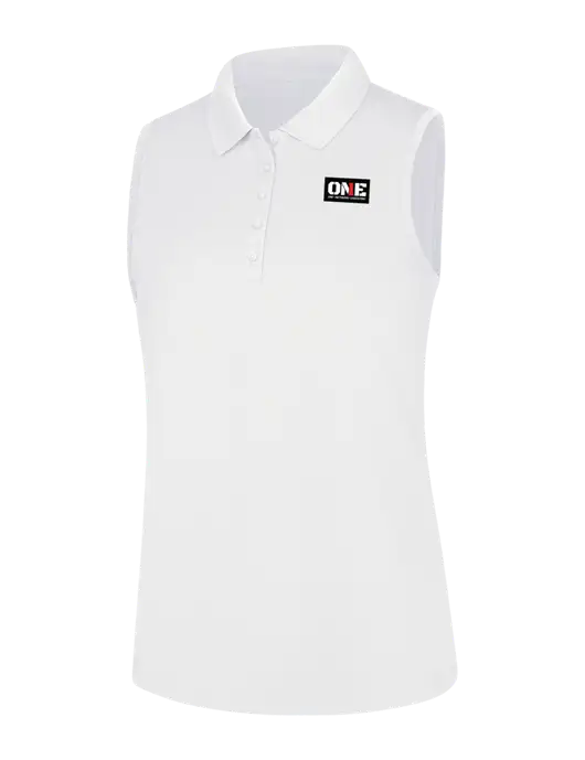 Womens White Dry Zone UV Micro-Mesh Sleeveless Polo w/ONE Logo
