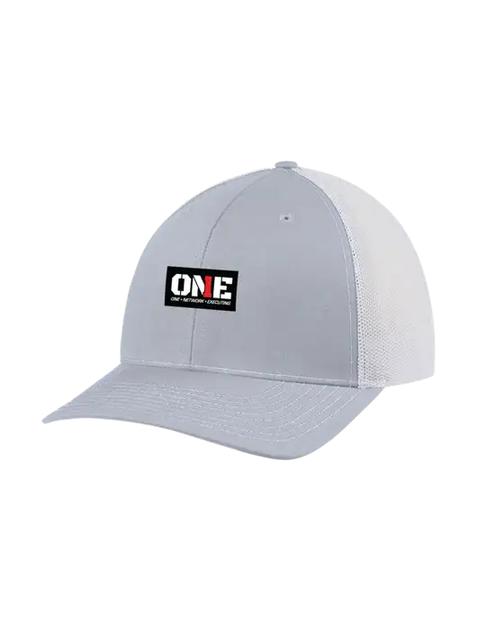 Richardson Adjustable Snapback Original 112 Trucker Cap Light Heather Grey w/White Mesh w/ONE Logo