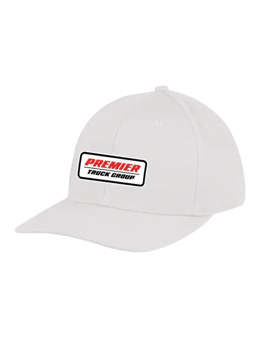 Premium Modern Structured Twill White Snapback Cap w/Premier Truck Group Logo